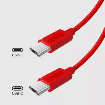 Cablu USB-C la USB-C SBS TECABLETISSUETCCR 1,5m 60W împletit roșu