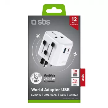 Adaptor universal de călătorie SBS TEADAPTUSBTCUNI USB-C USB-A alb