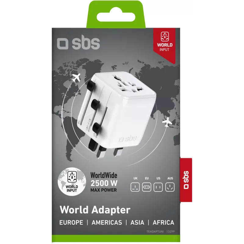 Adaptor universal de călătorie SBS TEADAPTUNI - alb