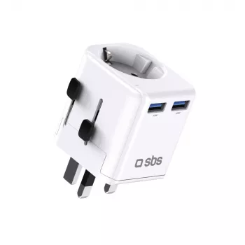 Adaptor universal de călătorie SBS EU 2xUSB-A alb