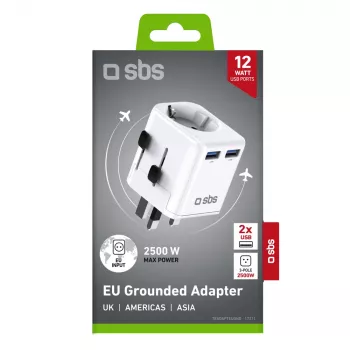 Adaptor universal de călătorie SBS EU 2xUSB-A alb