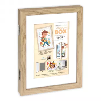 Ramă foto ZEP London Box Natural MRN82 din lemn, dimensiune interioară 14x21,5 cm