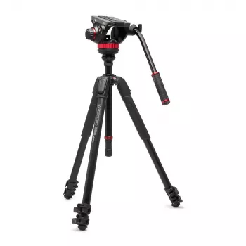 Treppiedi video Manfrotto 055 din aluminiu negru cu cap 502AH