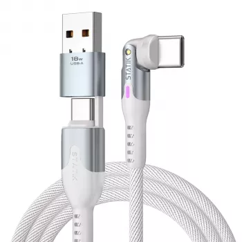 Cablu STATIK PowerPivot Pro rotativ 2-în-1 USB-C alb 2m