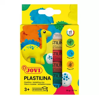 Plastilină modelaj JOVI Plastilina, 6 culori asortate, 15g fiecare, 90g total