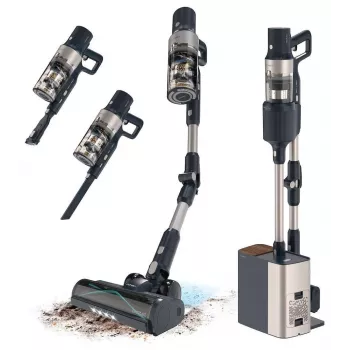Aspirator vertical fără fir Cecotec Conga Rockstar 5500 Hurricane Station Flex 3-în-1, 26 kPa, 680 W, autonomie 90 min, litiu-ion