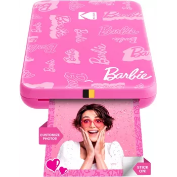 Imprimantă foto instant KODAK Step Slim Barbie - Bluetooth 5.0, tehnologie ZINK Zero Ink, imprimări 2x3 inch, Barbie Pink