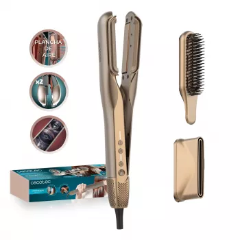 Placă de întins părul și uscător Cecotec AirLisse 2 în 1 ForceDry Duo, negru/auriu roz
