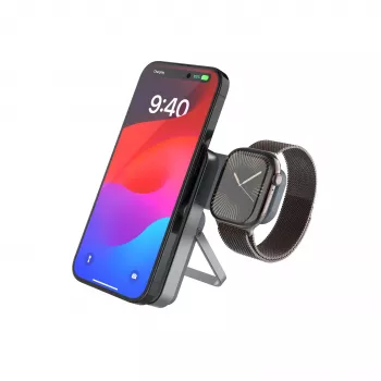 Fixed MagZen5 suport cu încărcător integrat Apple Watch și MagSafe, 5000 mAh, gri
