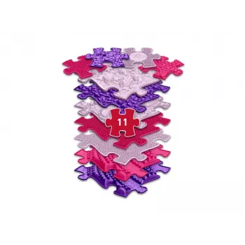 Set covor senzorial ortopedic Muffik 11 în 1 roz 11 piese puzzle covor senzorial MFK-063