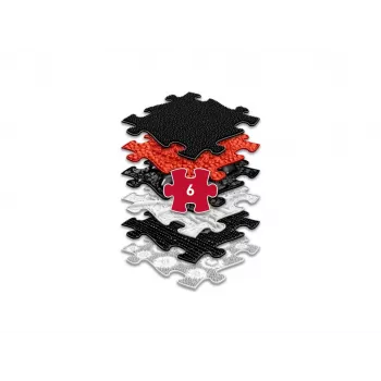 Set de covorașe senzoriale ortopedice Muffik 6 în 1 Baby negru și alb 6 covorașe puzzle joc senzorial Muffik MFK-023-3