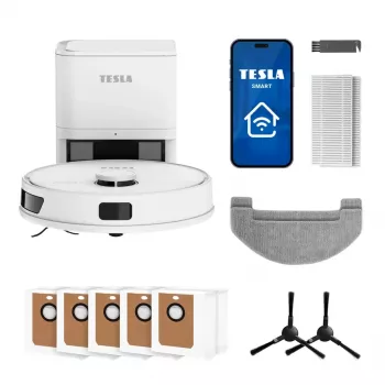 Robot aspirator Tesla RoboStar iQ660 Plus cu navigare LiDAR, funcție de spălare și stație de încărcare, alb