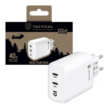 Încărcător de perete Tactical Base Plug Dual 40W alb GaN