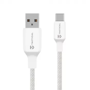 Cablu Tactical Stitch Thread USB-A/USB-C alb - cablu de încărcare și date - 1,2 m