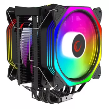 Cooler CPU cu aer Rampage Octagon C60, dual tower, 2x ventilatoare 120mm ARGB, 1800RPM, LGA 1700/AM5