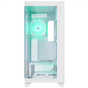 Carcasă PC Mid-Tower Rampage Hydra V1, albă, 4x ventilatoare 120mm ARGB, USB-C/USB-A, hub ARGB, sticlă securizată