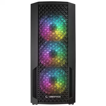 Carcasă PC Mid Tower Rampage Shelob, 4x ventilatoare ARGB, sticlă securizată, neagră