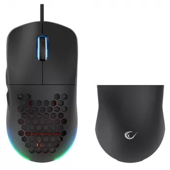 Mouse gaming cu fir USB Rampage BLINK, 12800 DPI, RGB, senzor optic, negru
