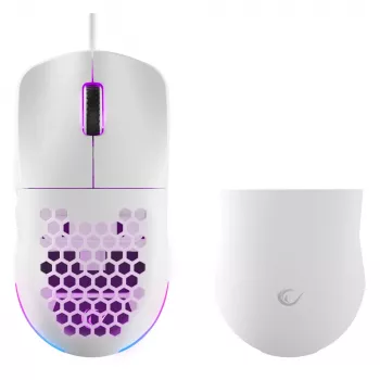 Mouse gaming cu fir Rampage BLINK, 12800 DPI, RGB, senzor optic, alb