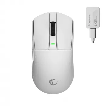 Mouse gaming wireless Rampage Zenith Pro, 26000 DPI, alb + receptor 4KHz PAW3395 BT 5.2