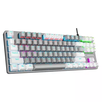 Tastatură mecanică gaming Rampage Snug RGB KRGD Blue, tenkeyless, gri-albă