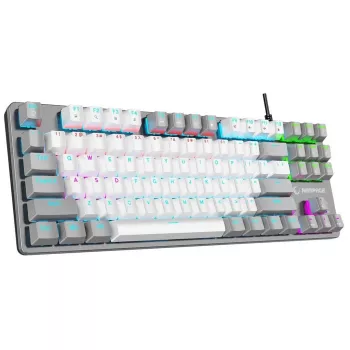 Tastatură mecanică gaming Rampage Snug RGB KRGD Red, albă-gri, layout 60%, cu fir USB-C