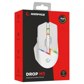 Mouse gaming wireless Rampage Drop M3 V2 24000 DPI 1000 Hz, alb