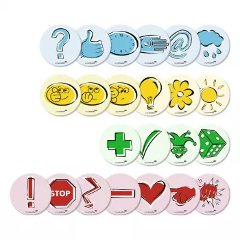 LEGAMASTER cartonașe de moderare simboluri 9,5 cm rotunde asortate set de 250