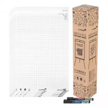 Bloc de hârtie pentru flipchart Legamaster Sketch Eco, alb intens, 5 blocuri