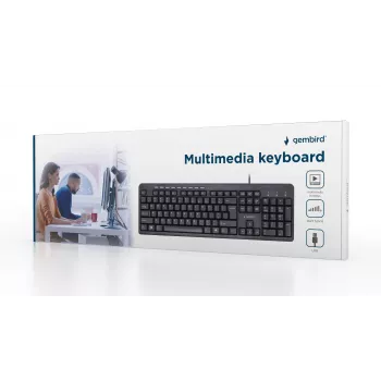 Tastatură multimedia compactă Gembird KB-UM-106, USB cu fir, neagră