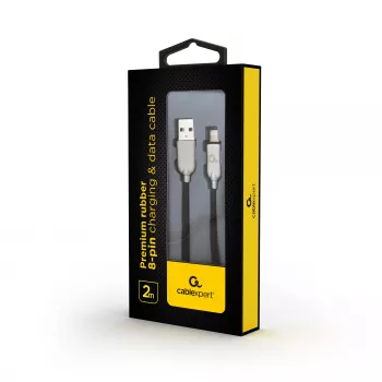Cablu Gembird USB-A la Lightning 2m negru Premium Rubber