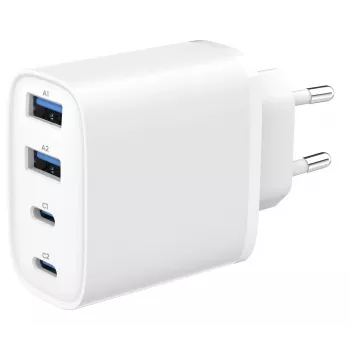 Încărcător GEMBIRD TA-UC-2A2C-PD40-01-W GaN USB PD cu 4 porturi, 40 W, alb