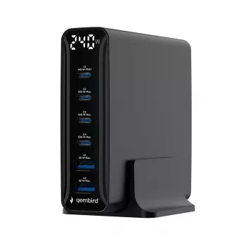 Încărcător USB Gembird TA-UC-2A4C-PD240-01-BK cu 6 porturi 240W GaN negru
