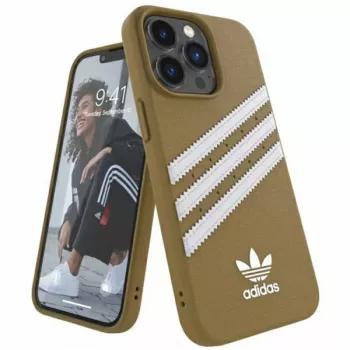 Husă Adidas Originals Moulded PU pentru iPhone 13 Pro Max 6,7 inch bej-auriu