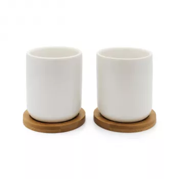 Set de căni de ceai Bredemeijer Duet 1x2 200ml, cu suporturi din bambus 142013