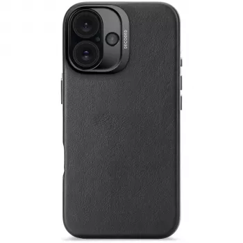Decoded Capac spate din piele pentru Apple iPhone 16 - Negru