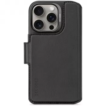 Decoded Portofel detașabil din piele pentru iPhone 16 Pro - Negru