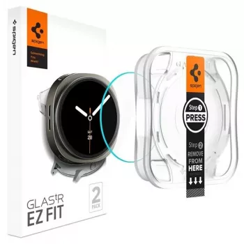 Folie de protecție din sticlă călită Spigen GLAS.tR EZ Fit pentru Samsung Galaxy Watch 8 / Watch 9 (40 mm), 2 bucăți (AGL09874)