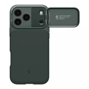 Husă Spigen Optik Armor MagFit pentru iPhone 17 Pro Max, compatibilă MagSafe, Abyss Green (ACS09901)