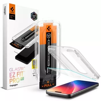 Folie de protecție ecran din sticlă călită Spigen GLAS.TR EZ Fit Pro pentru Apple iPhone 16 Pro Max / 17 Pro Max, transparentă, set de 2