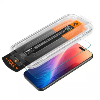 Folie de protecție ecran din sticlă călită Spigen GLAS.TR EZ Fit Pro pentru Apple iPhone 16 Pro Max / 17 Pro Max, transparentă, set de 2
