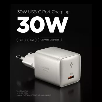 SPIGEN EE301EU-GAN ESSENTIAL încărcător de rețea 1-PORT 30W natural titanium