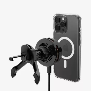 SPIGEN EV25MFAQ Essential Peltier Magnetic MagSafe Suport auto cu ventilație și încărcător wireless 25W Qi2.2 Negru
