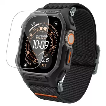 Husă Spigen Lite Fit Pro și sticlă securizată pentru Apple Watch Ultra 1 / 2 / 3 (49 mm), neagră mat