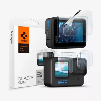 Kit protector ecran și obiectiv Spigen Glas.TR Slim + Film 2-Set pentru GoPro Hero 12/11/10/9 (2 seturi)
