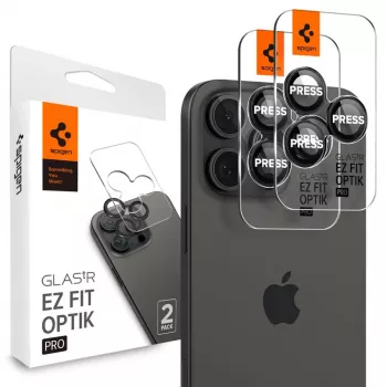 Protector de cameră Spigen Optik.TR EZ Fit, pachet de 2, pentru iPhone 14 Pro / 14 Pro Max - negru