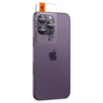 Protector de cameră Spigen Optik.TR EZ Fit, pachet de 2, pentru iPhone 14 Pro / 14 Pro Max - negru