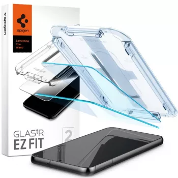 Folie de protecție ecran din sticlă călită Spigen Glas.tR EZ Fit pentru Samsung Galaxy S23 (2 buc.), transparentă