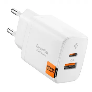SPIGEN ESSENTIAL EE202EU încărcător de rețea 2-PORT 20W alb