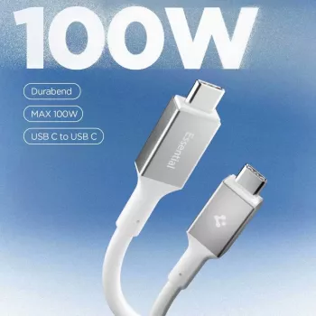 Cablu SPIGEN EB10020CC Essential USB-C la USB-C 100W 2m alb
